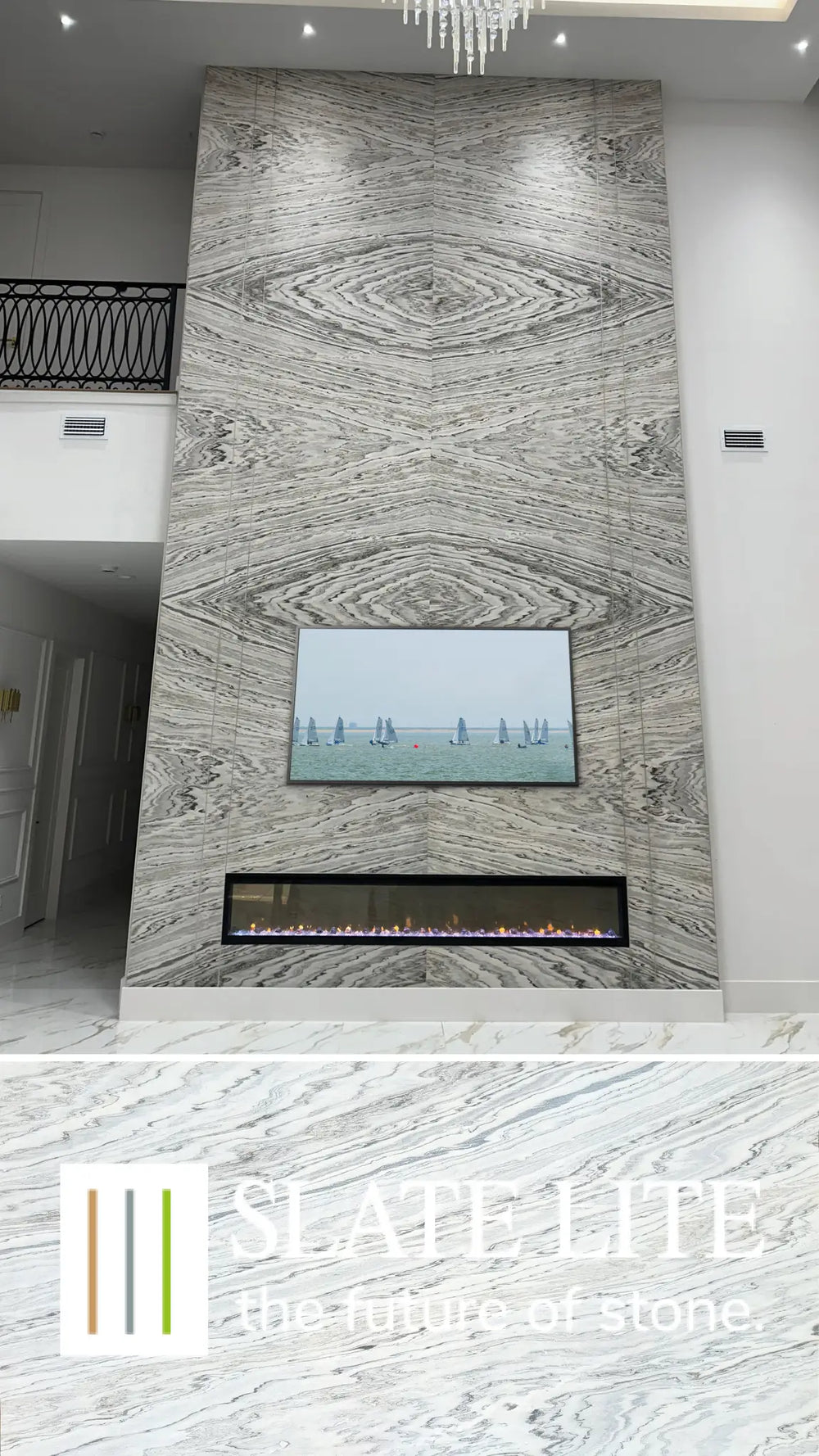 Slate-Lite Arctic White Bookmatching⁠