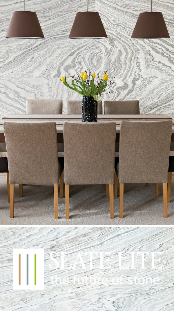 Slate-Lite Arctic White Bookmatching